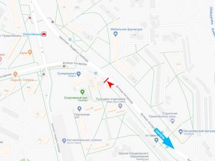 Білборд, Бігборд (Борд)  B у Харкові, 3х6  Ахсарова вул., 30-А, з центру схема