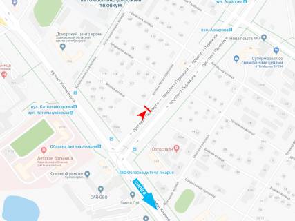 Білборд, Бігборд (Борд)  B у Харкові, 3х6  Перемоги пр-т - Бойова вул., з центру схема