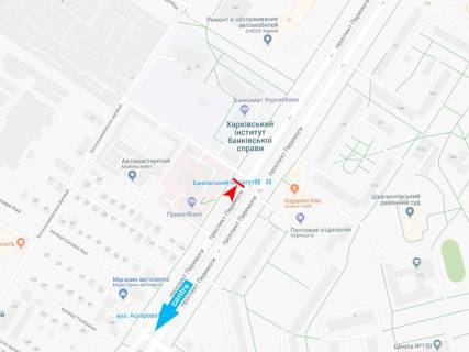 Білборд, Бігборд (Борд)  B у Харкові, 3х6  Перемоги пр-т, 53, з центру схема