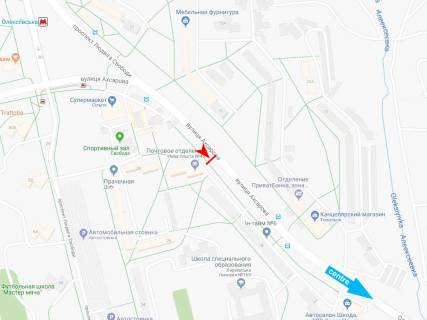Білборд, Бігборд (Борд)  A у Харкові, 3х6  Ахсарова вул., 16, в центр схема