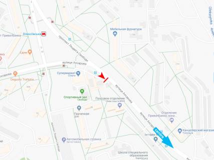 Билборд A в Харькове, 3х6  Ахсарова вул., 30-А, в центр схема