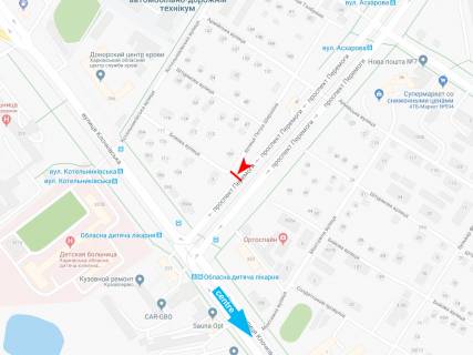 Білборд, Бігборд (Борд)  A у Харкові, 3х6  Перемоги пр-т - Бойова вул., в центр схема