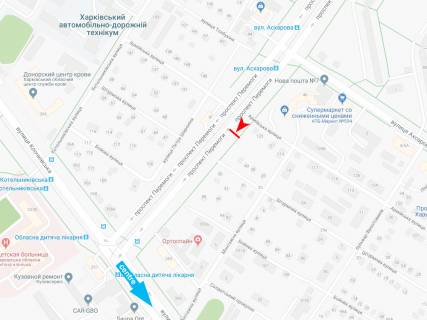 Билборд B в Харькове, 3х6  Перемоги пр-т - Армійська вул., в центр схема