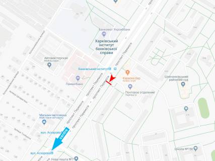 Білборд, Бігборд (Борд)  B у Харкові, 3х6  Перемоги пр-т, 50-Б, в центр схема