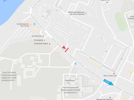 Билборд B в Харькове, 3х6  Валентинівська вул., 5, з центру схема