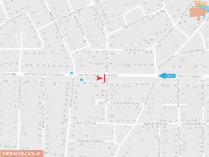 Билборд A в Запорожье Героев Сталинграда пр-т - Тагильская ул., из центра схема