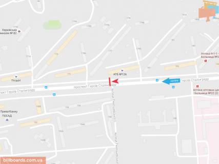 Билборд A в Запорожье Героев Сталинграда пр-т, 179, в центр схема