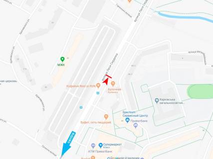 Билборд A в Харькове, 3х6  Леся Сердюка вул., 48, з центру (МЖК Інтернаціоналіст) схема