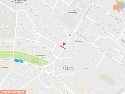 Билборд A в Запорожье Космонавтов ул., 3, в центр схема