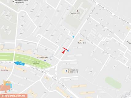 Билборд B в Запорожье Космонавтов ул., 3, из центра схема