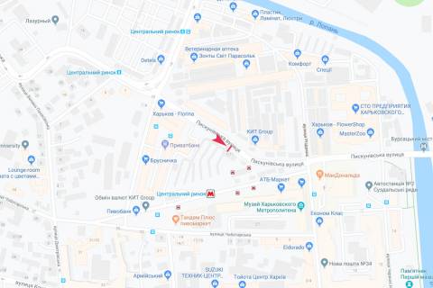 Билборд A в Харькове, 3х6  Пискунівська вул., 11, в центр схема