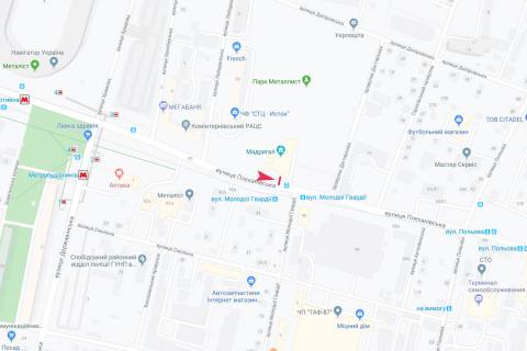 Ситилайт B в Харькове, 1,24х1,84  Георгія Тарасенка (Плеханівська), 77 (зупинка Добровольців (Молодої Гвардії)), в центр схема