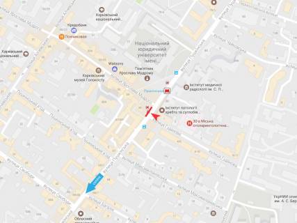 Ситилайт A в Харькове Пушкинская ул. - Ярослава Мудрого ул. схема