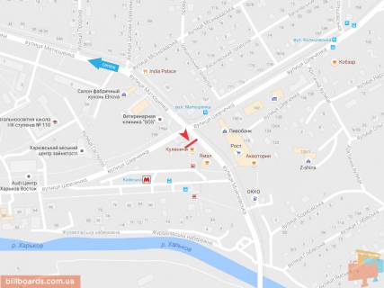 Призма A в Запорожье Моисеевская ул. - Шевченко ул., из центра   ( VIP ) - 54357 схема