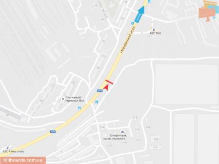 Билборд A в Запорожье Мерефянское шоссе (2), в город схема
