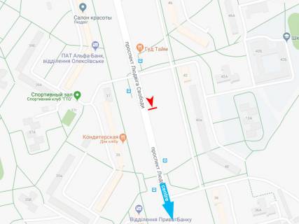 Білборд, Бігборд (Борд)  B у Харкові, 3х6  Людвіга Свободи пр-т, 40-Б, в центр схема