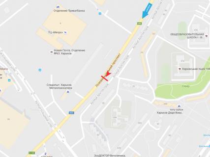 Билборд B в Харькове, 3х6  Архітекторів вул., 20, до міста схема