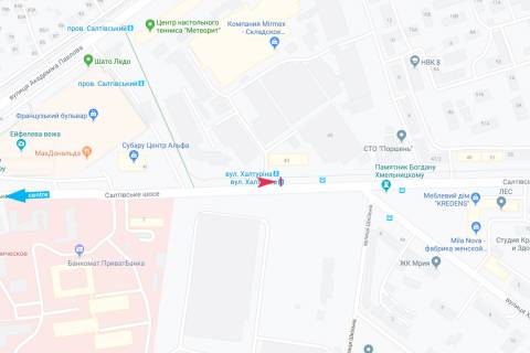 Ситилайт A в Харькове, 1,24х1,84  Салтівське шосе, 43 (зупинка Ахієзерів), з центру схема