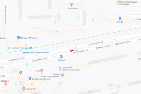 Билборд B в Харькове, 3х6  Салтівське шосе, 256, з центру схема
