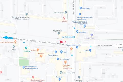 Сiтiлайт A у Харкові, 1,24х1,84  Ювілейний пр-т, 55-А (2) (зупинка проспект Тракторобудівників), з центру схема