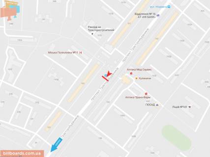 Призма A в Запорожье Тракторостроителей пр-т, 105, в центр - 54574 схема