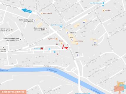 Билборд A в Запорожье Шевченко ул. - Моисеевская ул. (СМ Рост), в центр схема