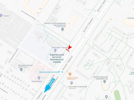 Білборд, Бігборд (Борд)  A у Харкові, 3х6  Перемоги пр-т, 55, в центр схема
