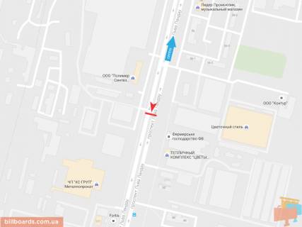 Билборд B в Запорожье Льва Ландау пр-т, 52 (2), из центра схема