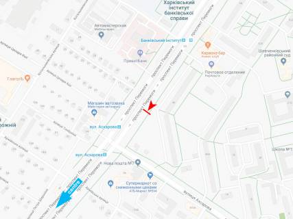 Билборд B в Харькове, 3х6  Перемоги пр-т, 48, в центр схема