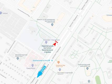 Білборд, Бігборд (Борд)  B у Харкові, 3х6  Перемоги пр-т, 55, з центру схема