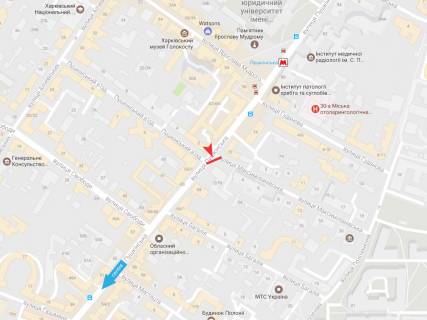 Ситилайт A в Харькове Пушкинская ул., 70    схема