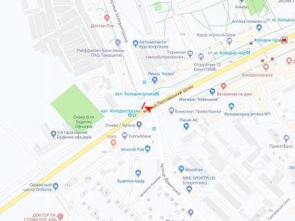Билборд A в Харькове, 3х6  Полтавський шлях вул. - Холодногірська, з ценру схема