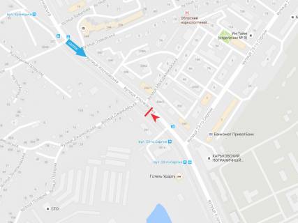 Білборд, Бігборд (Борд)  B у Харкові, 3х6  Клочківська вул. 261, з центру схема