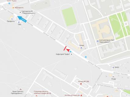 Білборд, Бігборд (Борд)  B у Харкові, 3х6  Вадима Манька (Чкалова) вул., 15, в центр схема