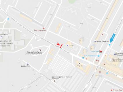 Білборд, Бігборд (Борд)  B у Харкові, 3х6  Валентинівська вул.,15, з центру схема