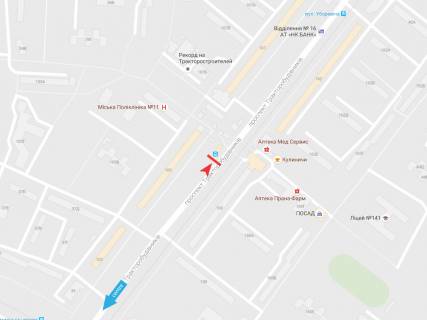 Билборд B в Харькове, 3х6  Тракторобудівників пр-т, 105, з центру схема