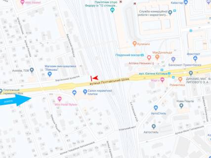 Скроллер A в Харькове, 3,1х2,2  Полтавський шлях вул. - Верхівський пров., з центру - 528607 схема