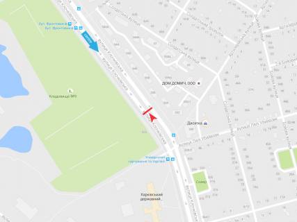 Билборд B в Харькове, 3х6  Клочківська вул., 334, з центру схема