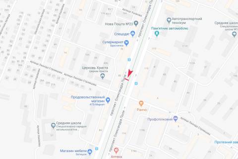 Білборд, Бігборд (Борд)  A у Дніпро (Дніпропетровськ), 3x6  Олександра Поля пр-т, 80. Напрямок руху транспорту вгору схема