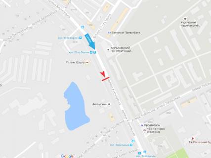 Білборд, Бігборд (Борд)  A у Харкові, 3х6  Клочківська вул., навпроти будинку 228,  в центр схема