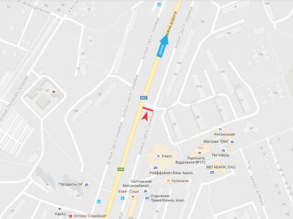 Билборд A в Харькове, 3х6  92-й бригади (Грицевця) вул. ,25-А ,в центр схема