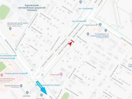 Білборд, Бігборд (Борд)  A у Харкові, 3х6  Перемоги пр-т - Армійська вул., з центру схема