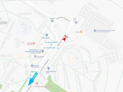 Білборд, Бігборд (Борд)  A у Харкові, 3х6  Перемоги пр-т, 76 (2) , з центру схема