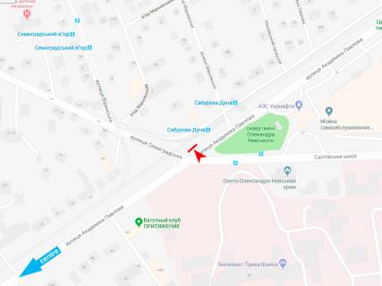 Видеоборд A в Харькове, 6x3  Академика Павлова ул., 49 - Семиградская ул., в центр (ТРЦ "Французский Бульвар", Салтовское Шоссе) - 497072 схема