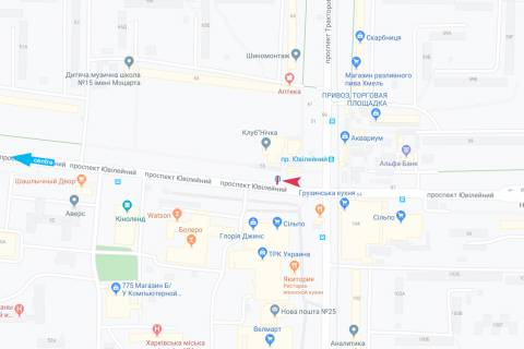 Сiтiлайт A у Харкові, 1,24х1,84  Ювілейний пр-т, 55-А (1) (зупинка проспект Тракторобудівників), в центр схема