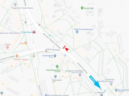 Билборд A в Харькове, 3х6  Людвіга Свободи пр-т, 32, з центру схема