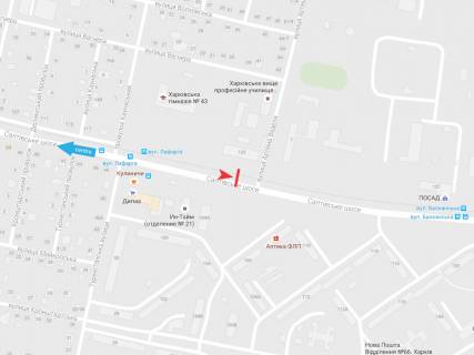 Билборд B в Харькове, 3х6  Салтівське шосе, 123, з центру схема