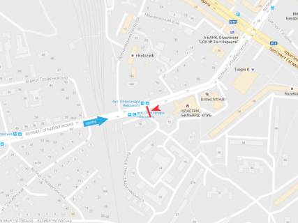 Билборд B в Харькове, 3х6  Гольдбергівська вул., 13, з центру схема