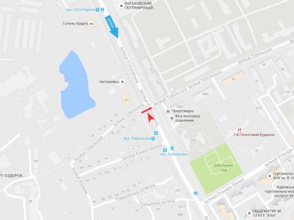 Билборд B в Харькове, 3х6  Клочківська вул. - Вартових Неба (Тобольська) вул., з центру схема