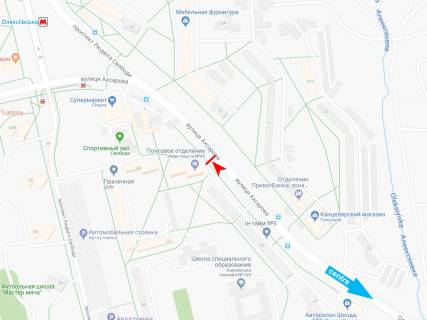 Билборд B в Харькове, 3х6  Ахсарова вул., 16, з центру схема